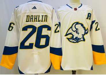 Men%27s Buffalo Sabres #26 Rasmus Dahlin White 2022 Reverse Retro Authentic Jersey